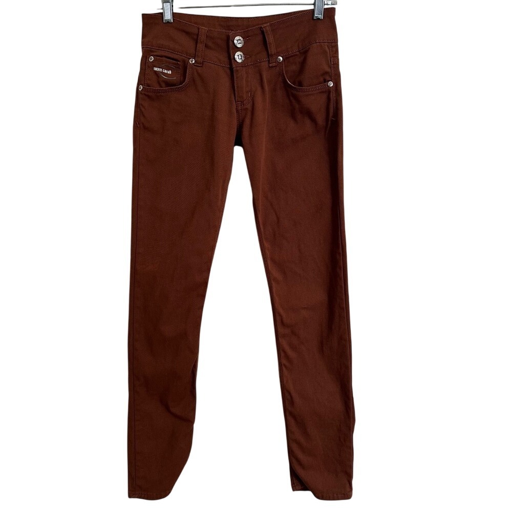 Vintage Roberto Cavalli Rust Terracotta Low Rise Straight Leg Pants Jeans 29